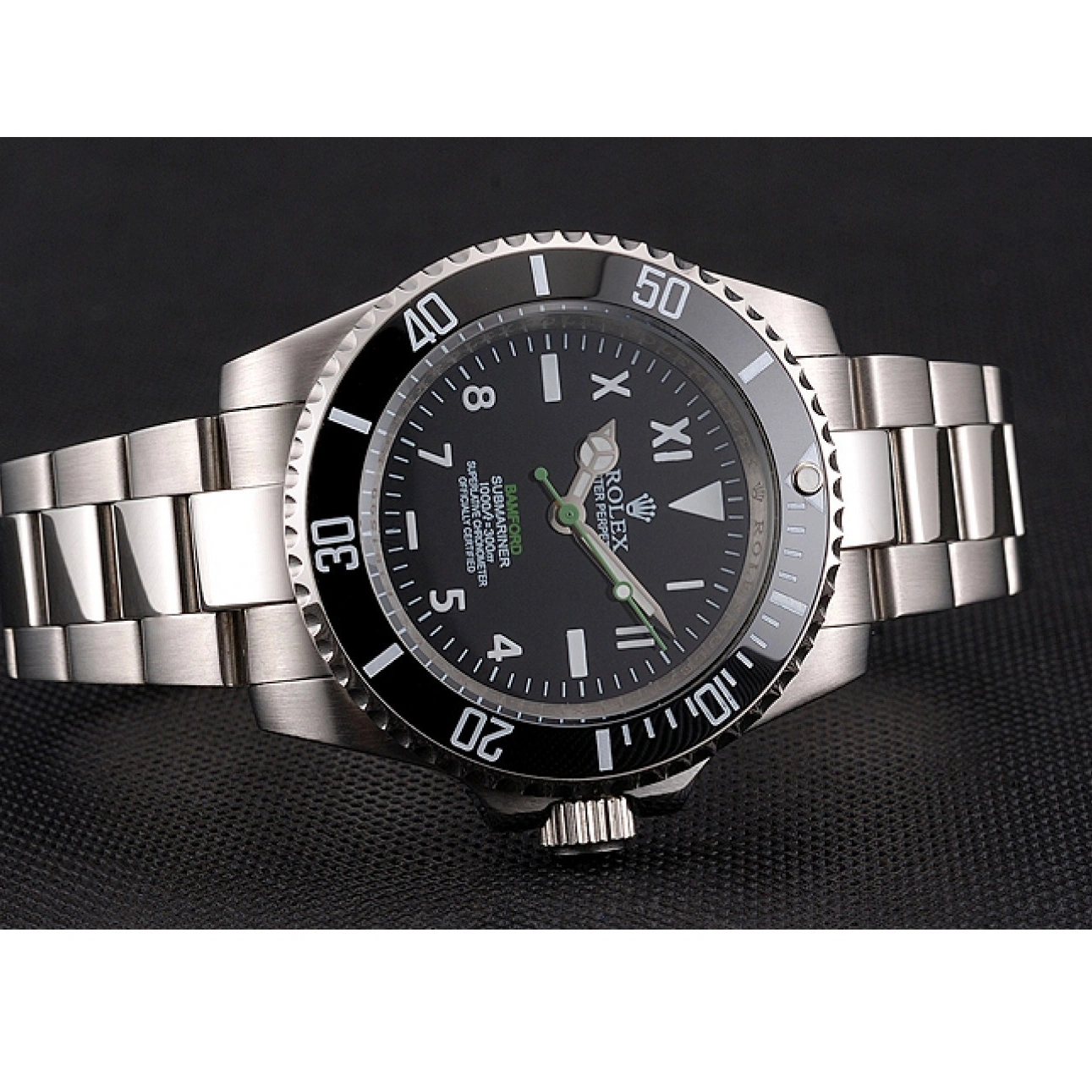 Aaa replica Dial Bezel Black Bamford Case Submariner Black With Steel Bracelet Rolex Roman Stainless Numerals And 1028